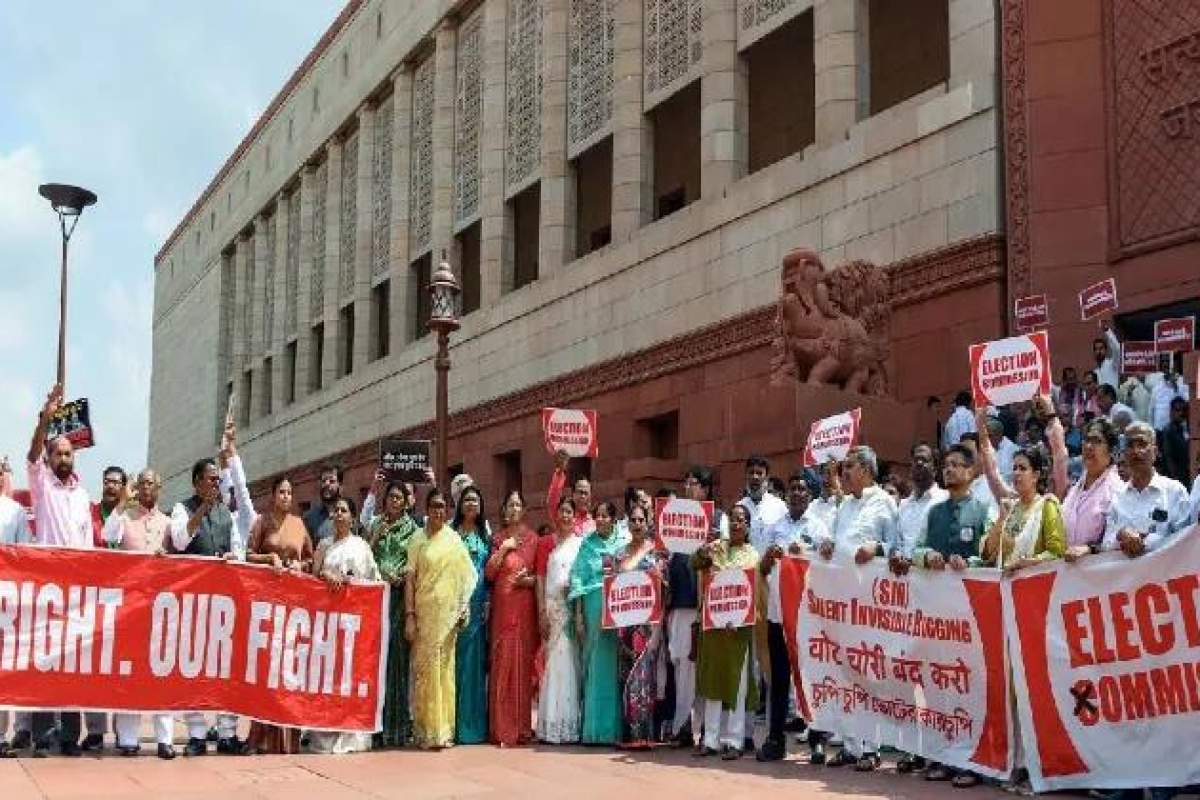 INDIA bloc leaders meet to discuss strategy for winter Parliament session; TMC abstains from attendin